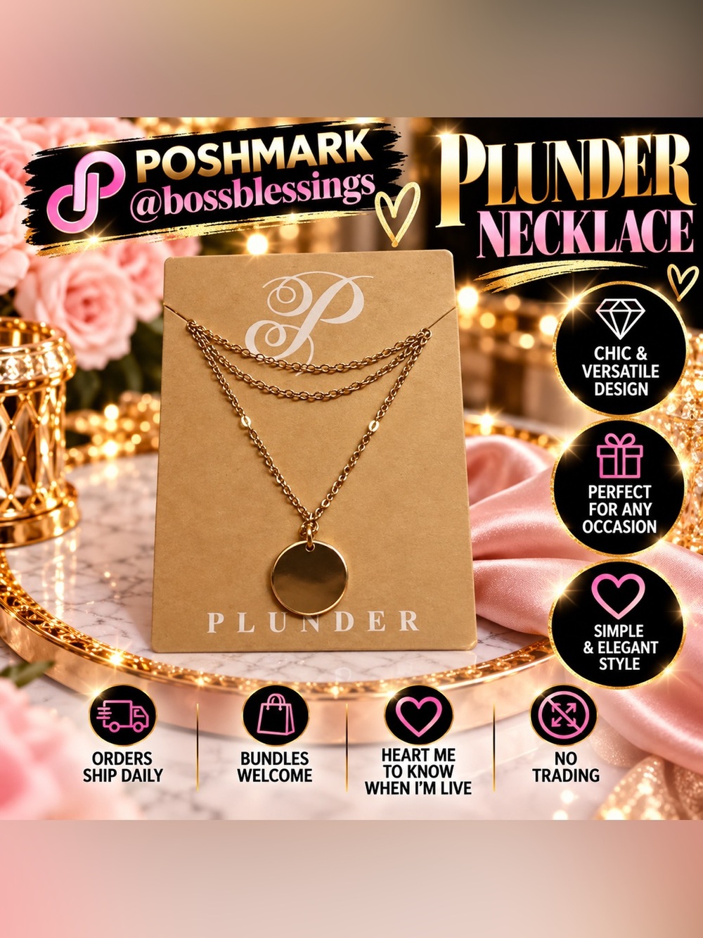 ✨ Plunder Gold Layered Disc Pendant Necklace | Chic Minimalist Jewelry